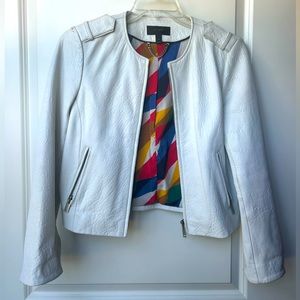 J Crew white Real Leather coat - size 6